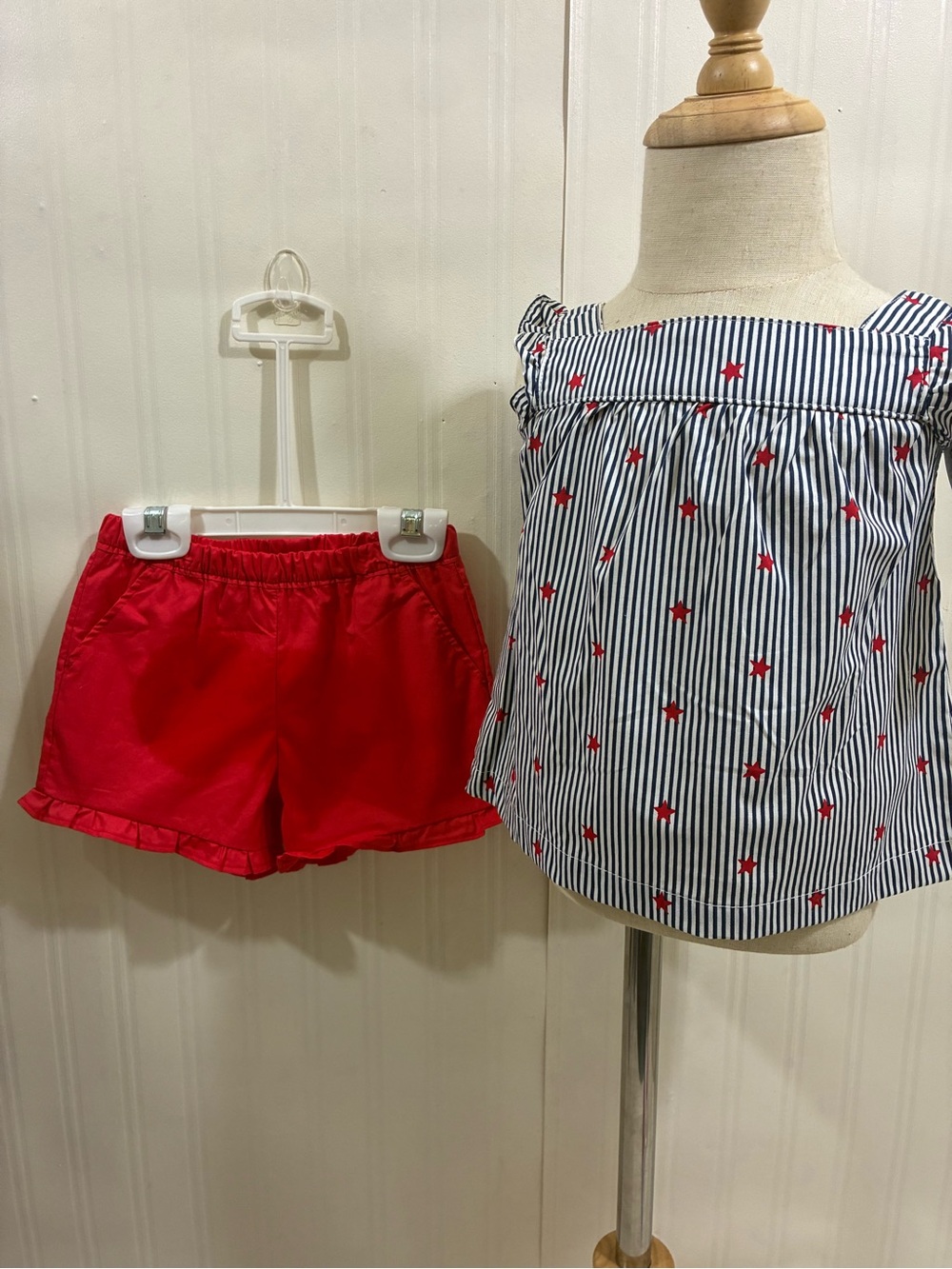 Carter's Red Shorts and Navy/White Striped Star Tank Set